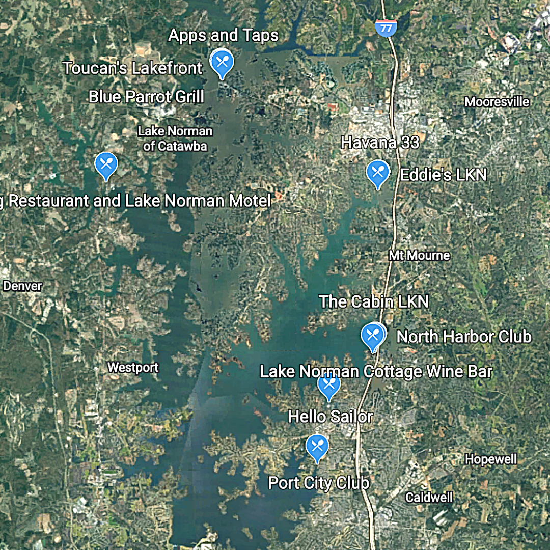 Google Earth Lake Norman Dining